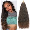 BLTYXT Goddess Boho Box Braids Crochet hair 18 Inch 8 Packs Pre Looped Water Wave Crochet Hair for Women Hair Extension (T30, 18 Inch(8 Packs))