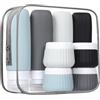 Azyvum 8 Pezzi Bottiglie da Viaggio in Silicone, Flaconi da Viaggio 30/90ml,Kit da Contenitori da Viaggio Flaconi da Viaggio Riutilizzabili per Shampoo, Liquidi and Lozione