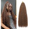 BLTYXT Goddess Boho Box Braids Crochet hair 24 Inch 8 Packs Pre Looped Water Wave Crochet Hair for Women Hair Extension (30, 24 Inch(8 Packs))