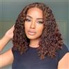 NICMISS Bob Wig Human Hair for Black Women 13x4 Lace Front Human Hair Wigs Deep Curly Bob Brazilian Virgin Pre Plucked Natural Hairline HD Transparent Lace Frontal Wig Chocolate Brown Color 8 inch