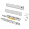 Emuca - Cassetto Vertex Push Sincro, regolazione 3D, guide per cassetti H 93mm, 40kg, profondità 500mm, Acciaio, Verniciato bianco