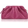 Milisente Pochette da donna in pelle PU plissettata con ravioli, borsa da sera con tracolla (fucsia)