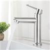 Djedjeo Rubinetto da bagno caldo e freddo in acciaio inox, lavabo moderno ed elegante; con funzione silenziosa e antigoccia; rubinetto del lavello a una maniglia per il bagno in cucina(spazzolato)