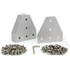Yeebyee 3030 piastra di supporto angolare a T a 5 fori, piastra di collegamento esterna a 90 gradi, con viti M6 e dadi a T, per 30 x 30 mm, profilo di estrusione in alluminio (forma a T argentata