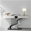 Generic Consolle moderna rustica con cassetti, tavolo stretto in finto marmo per soggiorno, corridoio o ingresso, elegante design curvo (grigio, 150 cm)