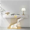 Generic Tavolo consolle moderno rustico con cassetti, tavolo stretto in finto marmo per divano o corridoio, elegante design curvo, finitura oro, 100 cm, elegante mobile da ingresso
