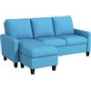 HOMCOM Divano angolare 3 posti con meridienne reversibile a destra o a sinistra per soggiorno, ufficio, appartamento, tessuto poliestere 197L x 139L x 91H cm blu