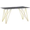 Beliani Tavolo con Piano Effetto Marmo Nero in Vetro Gambe Oro 140 x 80 cm