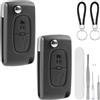 DXiongW 2 Pezzi Guscio Chiave Auto 2 Tasti CE0523 HU83 Compatibile con Peugeot 207 307 308 407 408 607 e Citroen C3 C2 C4 C5 C6 C8 Xsara Ricambio Guscio Cover per Chiave Telecomando con Slot Batteria