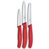 Victorinox Set di coltelli da cucina Victorinox Swiss Classic, 3 pezzi, Coltello per verdure, pomodori e colazione, Manico in plastica robusta, Acciaio inossidabile, Rosso