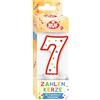 RUF Candela numerica numero 7, candela di compleanno rossa con asterischi colorati, di alta qualità, con protezione antigoccia, ideale come decorazione per torte, 1 pezzo
