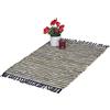Relaxdays Tappeto in Cotone e Pelle a Frange, 60x100 cm, Passatoia per Salotto e Camere da Letto, Runner, Verde Kaki, Vera