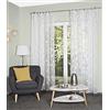 Home WOHNIDEEN Tenda con passanti, ricamata, semitrasparente, con passanti e 8 laccetti, colore: bianco lana, dimensioni: 245 x 140 cm, numero: 1 x