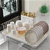 Buruis Scolapiatti dorato, organizer per scolapiatti con scolapiatti rimovibile e portautensili, grande capacità, in metallo, per cucina (bianco)