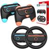 LONGYI 4 in 1 Set con 2 Pezzi di Volante e 2 Pezzi di Impugnatura per Switch 2, Volante da Corsa Dal Design Ergonomico e Impugnatura Confortevole Compatibile con il Joycon Controller