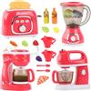 Chidiam Set di attrezzature da cucina per bambini con caffettiera, mixer, tostapane, sbattitore, cucina giocattolo per bambini, accessori per cucina giocattolo, cibo per bambini con luci e suoni, giochi di