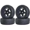 KEEDA Pneumatici in gomma per auto RC e cerchioni in nylon da 52 mm/2,05 pollici, per 1/10 RC On Road Touring Racing Drift Car (A, nero)