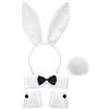 SATINIOR Costume da lepre da donna, con orecchie di coniglio, fascia, collare, papillon, costume da lepre, accessorio per conigli, costume da donna, festa di Pasqua, carnevale