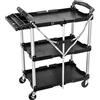 NEO TOOLS Carrello pieghevole, portata 75 kg, organizzazione utensili, 3 piani, quattro ruote mobili, due ruote con freno, struttura pieghevole, telaio in alluminio, serratura, maniglie bicomponenti