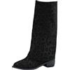 Generic Stivali Donna Invernali Autunnali, Texani Cowboy Stivaletti Alti, Stivali al Ginocchio Donna, Stivaletti con Tacco Punta, Stivaletto Wide Fit con Plateau, Fold Over Boots Marroni