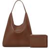 GSenhui Borsa da donna in pelle scamosciata, grande borsa shopper da donna, borsa a tracolla, borsa a tracolla, borsa a mano, colore marrone, B2 marrone liscio