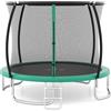 LIFEZEAL Trampolino con rete di protezione, letto elastico esterno 244/305/366 cm per bambini e adulti, letto elastico per bambini ricreativo con telaio in acciaio zincato ad alta resistenza (verde)