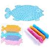 Itian Pesce Bagno Tappetino Doccia con Sucker Antiscivolo Anti Skid di aspirazione per la casa sicura di Capretto del Bambino (Blu)