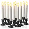 PChero Candele a LED con sensore di luce e portacandele, 10 candele elettriche senza fiamma tremolanti per camino da finestra, tavolo, decorazione di Halloween, Natale