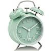 YsyYey, orologio sveglia analogico, sveglia a doppia campana, extra forte per chi dorme profondamente, senza ticchettio, a batteria con luce notturna, orologio da comodino vintage in metallo per