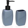 Generico Set Bagno Dispenser Sapone e Porta Spazzolini in Ceramica - Accessori Bagno Design Moderno, Dosatore Sapone Liquido + Bicchiere Portaspazzolino Ricaricabile (Blu)