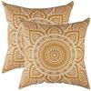 TreeWool - Confezione da 2 - Federe per Cuscini Decorativi con Accenti di Mandala in Cotone (Senape, 55 x 55 cm)