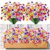 YSUVIN 12 Pizze Fiori Finti, Piante Fiori Finti Artificiali da Esterno Interno Realistici Mazzo di Fiori Resistente ai Raggi UV Fake Plants Decorazioni Balcone Giardino Cimitero Matrimoni