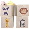 Navaris Contenitori Portagiochi - Set di 4 Scatole Porta Giochi - Contenitori Salvaspazio Armadio Bambini - Scatole Portaoggetti Compatibili con IKEA Kallax - Ceste Cameretta con Animali Pieghevoli