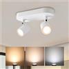 da LIGHT Lampada da soffitto a LED a 2 luci, orientabile, 3 CCT, bianco caldo/bianco neutro/bianco freddo, faretto da parete Mordern 230 V, bianco per soggiorno, camera da letto, cucina