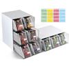 efuturetime 3 Pezzi Scatola da Tè con Cassetti 22,6x16,5x7,7cm Porta Tisane Bustine di Plastica Impilabile, Contenitore per Bustine di Tè per Capsule di Caffè, Infusi, Bianco