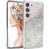 EAZY CASE Custodia glitterata compatibile con Galaxy S23 cover per telefono in silicone leggera lucida e antiurto protezione dalle cadute in Argento