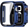 Amizee 2 Pezzi Cover Compatibile con Apple Watch Series 11/10 46mm con Vetro Temperato, Custodia Sottile Anti-Graffio e HD Clear Pellicola Protettiva per iWatch 46m, Blu/Trasparente