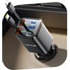 Lamicall 4-IN-1 Caricatore Auto USB C, 69W Carica Rapida, [50% Più Piccolo] [Display di Tensione] 180° Pieghevole Accendisigari Auto 12V/24V con 2 Cavi Retrattili & Porta USB-C/A, per iPhone/Samsung
