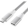BASESAILOR Cavo Prolunga USB Tipo C 1M,Adattatore Filo Cable Type C 3.1 10Gbps Maschio a Femmina USBC,Thunderbolt 3 per MagSafe,iPhone 11 12 13 14 15 16 17 Mini Pro Max Plus,MacBook,iPad 8 9 Air 4 5