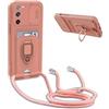 BGHHEU Cover con Cordino per Samsung Galaxy S20 FE 5G,Custodia con Collana Collo Silicone Antiurto Case,Protezione Fotocamera Slot Carte 360° Anello Supporto,Silicone Case,Pink