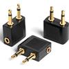 AXFEE Aereo Adattatore, 3 Pezzi Adattatore Cuffie Volo Placcati in Oro, per Cuffie Universale Adattatore Aereo per Cuffie 3,5mm, Adattatori per Presa per Cuffie Aereo, per Sistemi Multimediali