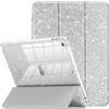 INFILAND Custodia per iPad Air 11 6a generazione M2 2024, iPad Air 5a/4a generazione 2022/2020 11, custodia glitterata con retro trasparente, portapenne per bambine, argento