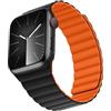 Bisikor Compatibile con Cinturino Apple Watch 49/46/45/44/42/41/40/38mm, Cinturino Magnetico in Silicone Indossabile Due Lati per iWatch Ultra SE Series 10 9 8 7 6 5 4 (38/40/41/42, Arancio/Nero)