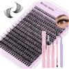 WENDY LASHES Kit Extension Ciglia Naturali C-Curl 50D Wispy Ciglia Finte Ciuffetti Mix10-18mm Cluster Lashes Kit with Lash Extension Colla E Pinzette(FK/KIT-50d-C-1018)
