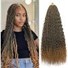 BLTYXT Goddess Boho Box Braids Crochet hair 18 Inch 8 Packs Pre Looped Water Wave Crochet Hair for Women Hair Extension (T27, 18 Inch(8 Packs))