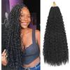 BLTYXT Goddess Boho Box Braids Crochet hair 24 Inch 8 Packs Pre Looped Water Wave Crochet Hair for Women Hair Extension (1B, 24 Inch(8 Packs))