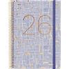 Miquelrius - Agenda 2026 vista settimanale, Similar A5+ (155 x 213 mm), pianificazione settimanale, copertina rigida cartone, spirale, chiusura elastica, carta 80 g/m², spagnolo-EN-PT, tratti