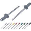 Marcopol Confezione da 100 rivetti ciechi verniciati, 3,2 x 8 mm, testa a cupola, DIN 7337, rivetti in alluminio e mandrino in acciaio, rivetti pop (100, scoiattolo grigio RAL 7000)