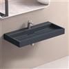 doporro Lavabo Bagno Rettangolare 100 cm, Lavandino Bagno da Appoggio o Sospeso in Minerale Fuso Antracite Opaco, Foro Rubinetto, Scarico Incluso Colossum19