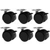 Tiberham Ruote Gemellate per Mobili, Tiberham 40mm 360 ° Ruota Girevole in Nylon con Freno, Ruota Girevole con Supporto Girevole Universale Antitraccia Resistente (Confezione da 6)